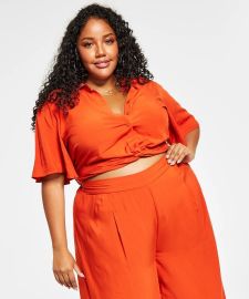 Nina Parker Cropped Knot-Front Top  Wide-Leg Pants  Reviews - Plus Sizes - Macys at Macys