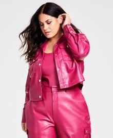 Nina Parker Plus Size Pleather Chest-Pocket Utility Jacket Created for Macys Reviews - Jackets Blazers - Plus Sizes - Macys at Macys