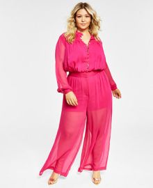 Nina Parker Trendy Plus Size Button-Front Jumpsuit  Reviews - Pants  Capris - Plus Sizes - Macys at Macys