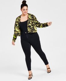 Nina Parker Trendy Plus Size Cotton Camo Cargo Jacket - Macys at Macys