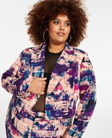 Nina Parker Trendy Plus Size Cropped Open-Front Blazer - Macys at Macys