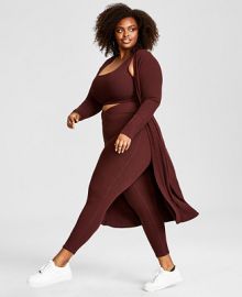 Nina Parker Trendy Plus Size Hacci Ribbed Duster Created for Macys  Reviews - Tops - Plus Sizes - Macys at Macys