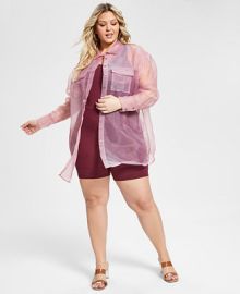 Nina Parker Trendy Plus Size Organza Oversized Shirt Created for Macys  Reviews - Tops - Plus Sizes - Macys at Macys