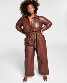 Nina Parker Trendy Plus Size Pleather Jumpsuit Created for Macys  Reviews - Pants  Capris - Plus Sizes - Macys at Macys