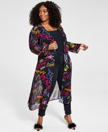 Nina Parker Trendy Plus Size Printed Chiffon Duster Created for Macys  Reviews - Tops - Plus Sizes - Macys at Macys