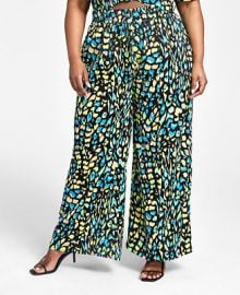 Nina Parker Trendy Plus Size Printed Satin Wide-Leg Pants - Macy39s at Macys