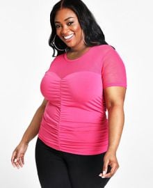 Nina Parker Trendy Plus Size Ruched Knit Top - Macys at Macys