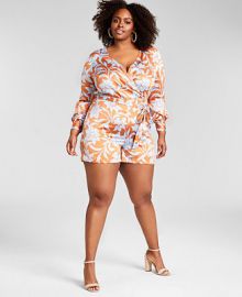 Nina Parker Trendy Plus Size Satin Romper  Created for Macy s   Reviews - Dresses - Plus Sizes - Macy s at Macys