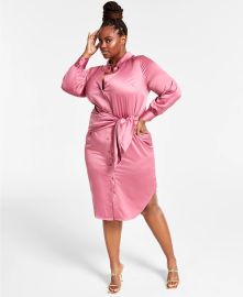 Nina Parker Trendy Plus Size Satin Tie-Front Shirtdress Created for Macys  Reviews - Dresses - Plus Sizes - Macys at Macys