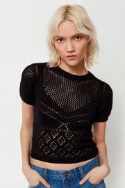 Nina Short Sleeve Pointelle Sweater at Urban Outfitters