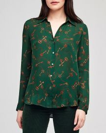 Nina Silk Key-Print Blouse at Bloomingdales