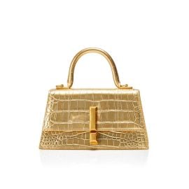 Nissa Leather Gold Shoulder Bag at Wolf & Badger