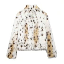 NivaSen Leopard Loose Chic Jackets For Women Lapel Long Sleeve Minimalist Feather Coat Female Fashion New USA at Shein