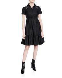 No  21 Collared Short-Sleeve Dress with Crystals at Neiman Marcus