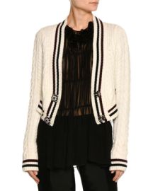 No 21 Cable-Knit Button-Front Wool-Blend Cardigan Sweater at Neiman Marcus