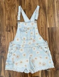 No boundaries Junioraposs Blue Jean Overalls Size L 1113 With Flowers eBay at eBay