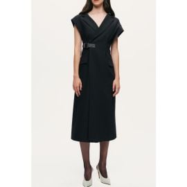 Nocturne Tailored Buckle-Wrap Midi Dress at Nordstrom