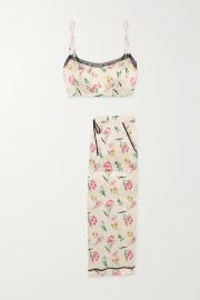 Noelle Petal Floral-Print Silk-Blend Satin Pajama Set by Morgan Lane at Net A Porter