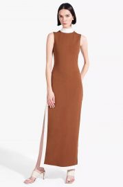 Noir Contrast Trim Mock Neck Maxi Dress by Staud at Orchard Mile