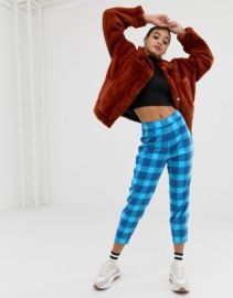 Noisy May blue plaid pants   ASOS at Asos