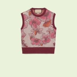 Nojum lurex floral vest in pink US at Gucci