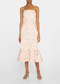 Nolana Abstract Printed Fit-And-Flare Belted Midi Dress at Bergdorf Goodman