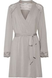 Noor lace-trimmed stretch-modal jersey robe at Net A Porter