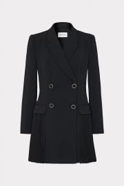 Noora Pleated Blazer Dress in Black MILLY at Milly