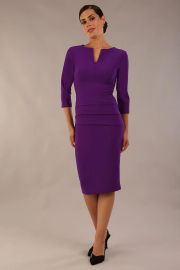 Nora Gardner Daphne 3 4 Sleeve Dress in Passion Purple at Nora Gardner