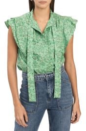 Nora Tie Neck Cotton Blouse at Nordstrom