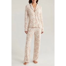 Nordstrom Brushed Hacci Pajamas In Ivory Egret Leopard Haze at Nordstrom