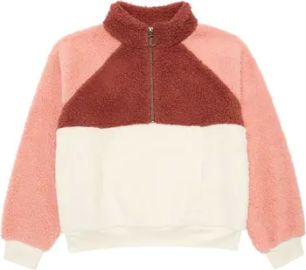 Nordstrom Colorblock Faux Shearling Pullover at Nordstrom Rack