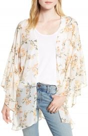 Nordstrom Floral Print Ruffle Sleeve Kimono at Nordstrom