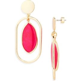 Nordstrom Framed Semiprecious Stone Oval Drop Earrings in Fuchsia- Gold at Nordstrom Rack at Nordstrom Rack