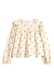 Nordstrom Kids Lace Trim Ruffle Top in Ivory Egret Daisy Tile at Nordstrom Rack