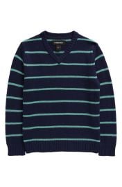 Nordstrom Kids Stripe Cotton Blend V Neck Sweater Toddler Little Kid Big Kid at Nordstrom Rack