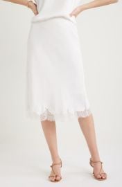 Nordstrom Lace Trim Bias Cut Midi Skirt at Nordstrom