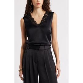Nordstrom Lace Trim Satin Tank at Nordstrom