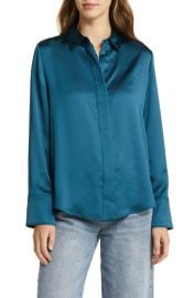 Nordstrom Oversize Satin Button-Up Top at Nordstrom