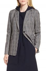 Nordstrom Signature Elbow Patch Plaid Stretch Wool Jacket at Nordstrom