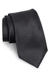 Nordstrom Solid Satin Silk Tie in black at Nordstrom