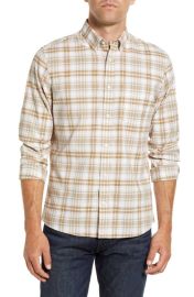 Nordstrom Trim Fit Plaid Stretch Cotton Linen Button-Up Shirt at Nordstrom