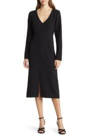 Nordstrom V-Neck Long Sleeve Midi Dress at Nordstrom