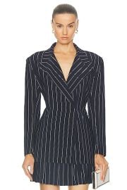 Norma Kamali Classic Double Breasted Jacket in True Navy Pinstripe FWRD at FWRD