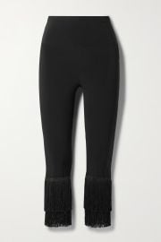 Norma Kamali Cropped fringed stretch jersey leggings at Net a Porter