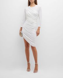 Norma Kamali Diana Asymmetric Long-Sleeve Mini Dress at Neiman Marcus