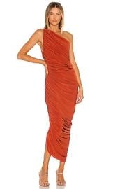 Norma Kamali Diana Gown in Cinnamon at Revolve