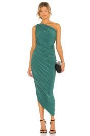 Norma Kamali Diana Gown in Mountain Green at Revolve