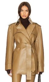 Norma Kamali Double Breasted Trench Mini In Woods at Revolve