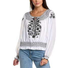 Norma Kamali Embroidered Silk Blend Top at Walmart